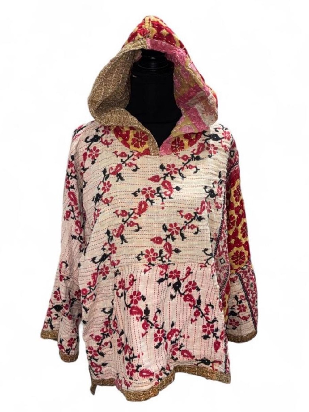 Renew Vintage Floral Hooded Tunic with Mixed Print ( Reversible)